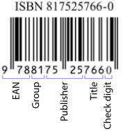 An ISBN stored using a European Article Number (EAN) barcode