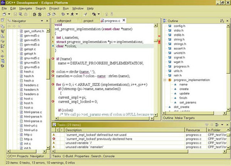 Programming Languages: A screenshot of an IDE used to write programs in C++